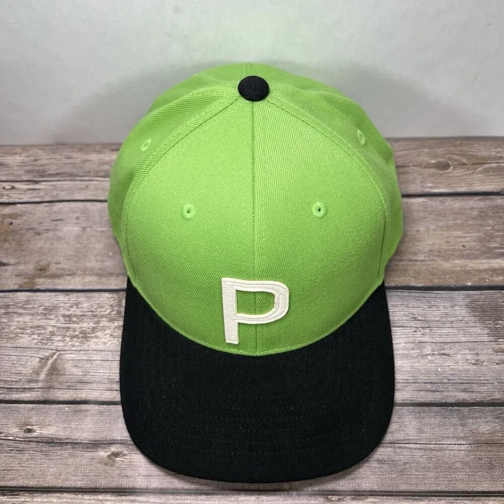 Puma Golf Snapback Hat Cap Lime Green Black 2tone 110 Flex Fit OSFA